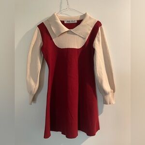 Zara cream and red knit dress